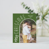 Budget Arrondi Joyeux Cartes photos verts de Noël (Debout devant)