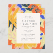 Budget Artsy Abstract Botanical Fun Wedding Invite (Voorkant / Achterkant)