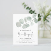 BUDGET Artsy Eucalyptus Script Weddenschap Uitnodi (Staand voorkant)