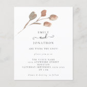 Budget Artsy Feuille Mariage Script Invitation (Devant)