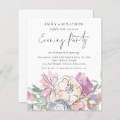 Budget Artsy Florals Wedding Evening Party nodigt (Voorkant / Achterkant)