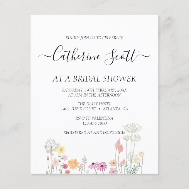 Budget Assorted Flower Bridal Shower Invitation (Voorkant)