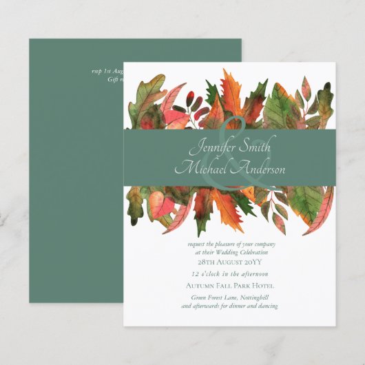 BUDGET Automne Feuilles d'automne Mariage Invite (Devant / Derrière)