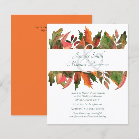 BUDGET Automne Feuilles d'automne Mariage Invite (Devant / Derrière)