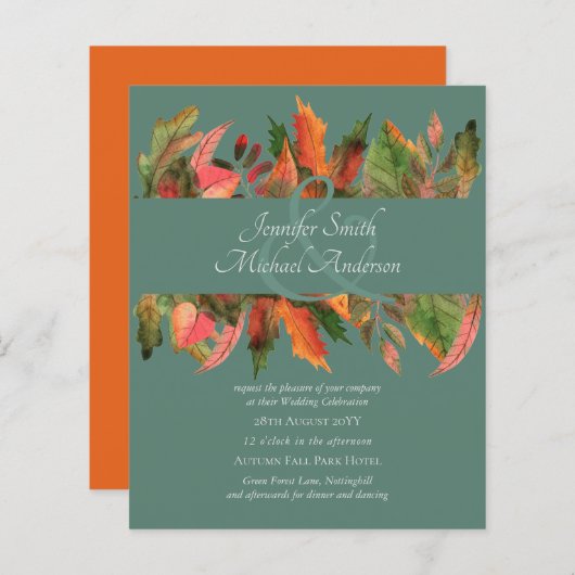 BUDGET Automne Feuilles d'automne Mariage Invite (Devant / Derrière)