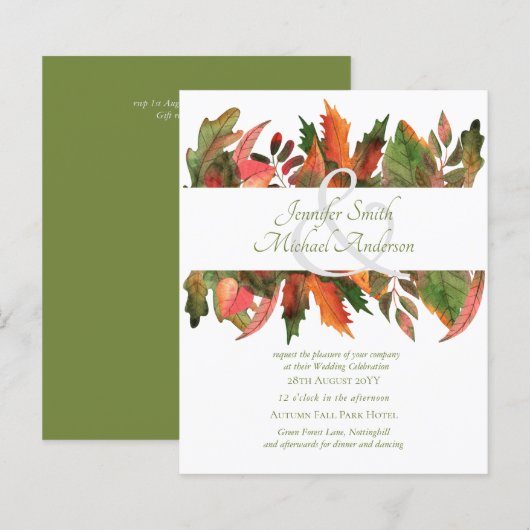 BUDGET Automne Feuilles d'automne Mariage Invite (Devant / Derrière)