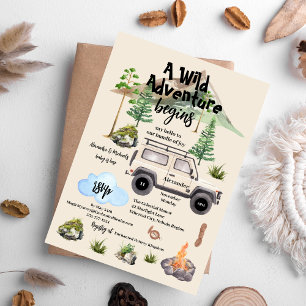 Budget Avontuur Baby shower Waterverf Camper Flyer