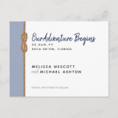 Budget ⚓️ Avontuur Begint Nautisch Save The Date Aankondigingskaart (Voorkant)