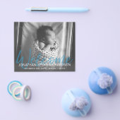 Budget B&W Blue Mul Photo Birth Announce Flyer (Enkel)