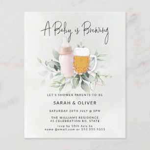 Budget Baby Brewing Greenery Girl Baby shower Flyer