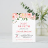 Budget Baby Brunch Waterverf Floral Uitnodiging (Staand voorkant)