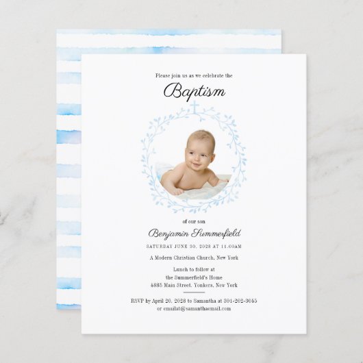 Budget Baby Foto Baptism Religious Event Invite (Voorkant / Achterkant)
