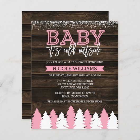 Budget Baby Het is koud buiten sneeuwmeisjeBaby Sh (Voorkant / Achterkant)