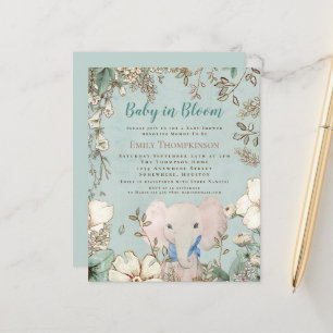 Budget Baby in Bloom Elephant Baby shower nodigt u
