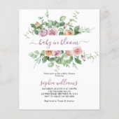 Budget Baby in Bloom Paarse Roos Shower Invitation (Voorkant)