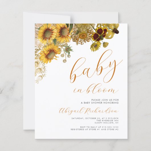 Budget Baby in Bloom Zonnebloemen Floral Baby show (Voorkant)
