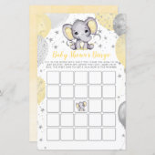 Budget Baby shower Bingo Yellow Elephant Game (Voorkant / Achterkant)