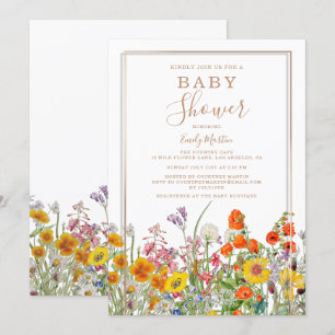 Budget Baby shower Colorful Country Wilde Flowers Kaart