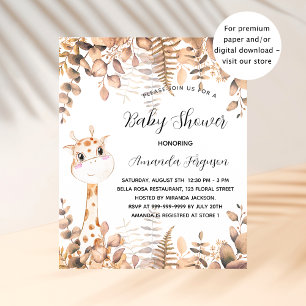 Budget Baby shower giraffe eucalyptus-uitnodiging