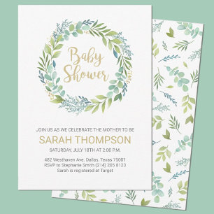 Budget Baby Shower Greenery Eucalyptus Kaart