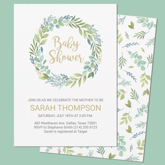 Budget Baby Shower Greenery Eucalyptus Kaart