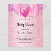 Budget Baby shower meisje roze glitterballonnen (Voorkant)