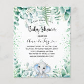 Budget Baby shower olifant eucalyptus-uitnodiging (Voorkant)