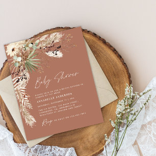 Budget baby shower pampas modern boho elegant flyer