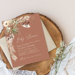 Budget baby shower pampas moderne boho élégant<br><div class="desc">Baby shower budget pampas herbe et eucalyptus moderne boho élégant design d'invitation à la fête élégante. Dans une terre cuite contemporaine,  vert sauge,  naturel,  crème et noir colorway.</div>