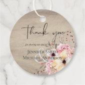 BUDGET Baby Shower Roze Perzik Bloemen Bedankjes Labels (Voorkant)