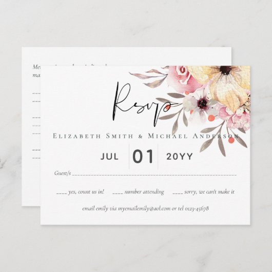 BUDGET Baby Shower Roze Perzik Bloemen Briefkaart (Voorkant / Achterkant)