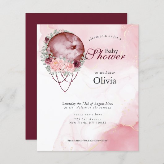 Budget Baby shower roze Roze Robuuste Moon (Voorkant / Achterkant)