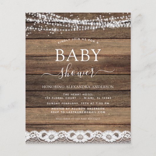 Budget Baby shower Rustic Farmhouse Lace (Voorkant)