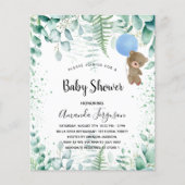 Budget Baby shower-teddy boy eucalyptus-uitnodigin (Voorkant)