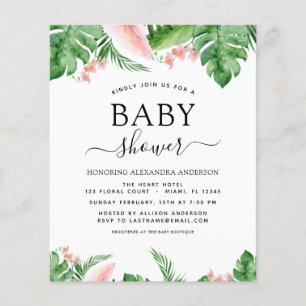 Budget Baby Shower Tropische Palm Bloemige Waterve Flyer