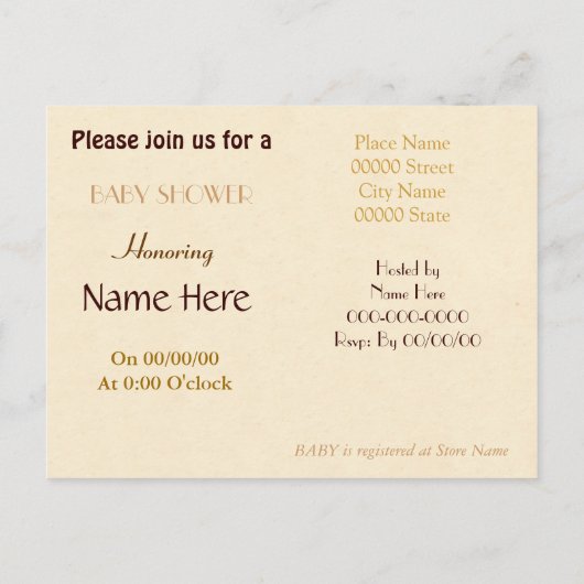 budget BABY SHOWER Uitnodiging neutraal (Achterkant)