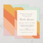 Budget Baby shower Uitnodiging Retro Zomerstrepen (Voorkant / Achterkant)