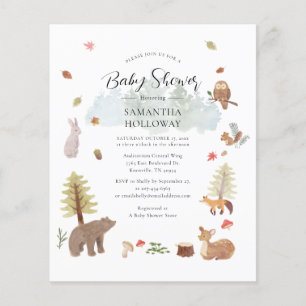 Budget Baby shower Woodland Dierenuitnodiging