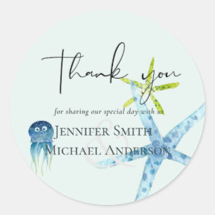 BUDGET Baby shower Zee Life Octopus Starfish Ronde Sticker
