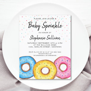 Budget Baby Sprinkle Donuts Baby shower Uitnodigin