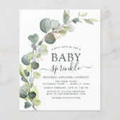 Budget Baby Sprinkle Shower Eucalyptus Uitnodiging Flyer (Voorkant)