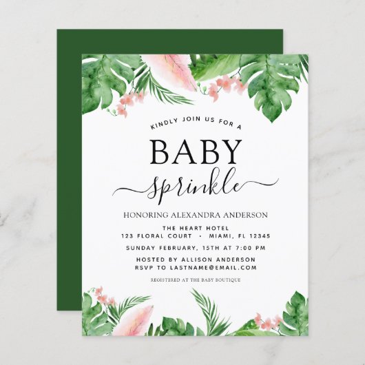 Budget Baby Sprinkle Shower Tropical Palm Floral (Voorkant / Achterkant)
