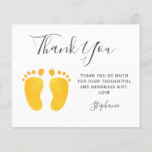 Budget Baby Voeten Geel Baby shower Dank u kaart (Voorkant)