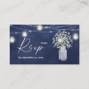 Budget Baby's Breath, Blu Chalkboard 2SM Meal RSVP Informatiekaartje