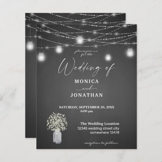 Budget Baby's Breath, G Chalkboard, String Lights (Voorkant / Achterkant)