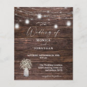 Budget Baby's Breath, Wood & String Lights Wedding Flyer (Voorkant)