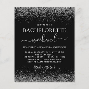 Budget Bachelorette Weekend Silver Glitter Party Flyer