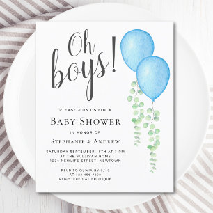Budget Ballons Couple's Twins Baby shower Invite