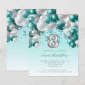 Budget Balonarch Blauwgroen Silver 8e verjaardag (Voorkant / Achterkant)