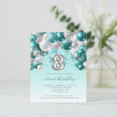 Budget Balonarch Blauwgroen Silver 8e verjaardag (Staand voorkant)